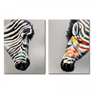 Partihandel Högkvalitativ ren handmålad kanfasmålning Familjens djurkonst oljemålning