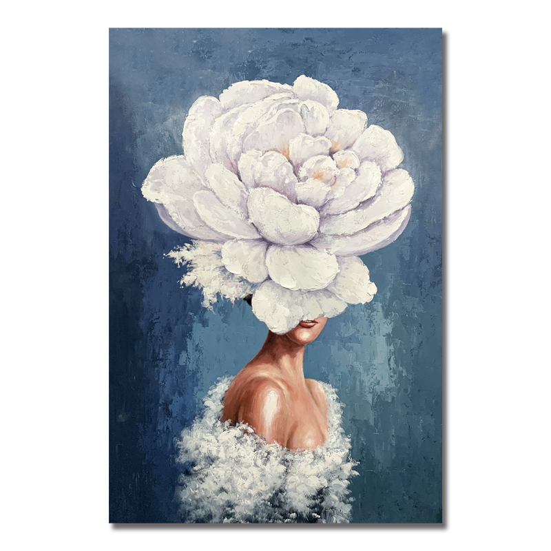 Heminredning Handmålade Modern Abstrakt Väggkonst Blommor Figur Kanvas Oljemålning för vardagsrum